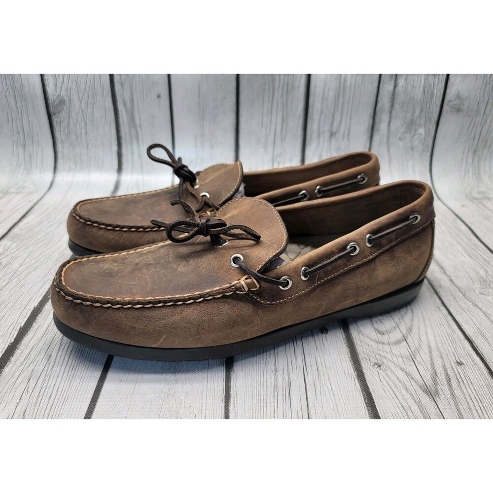 LL Bean Loafers Handsewn Moccasins Camp Moc Brown Leather Men's 11.5 EE Shoes